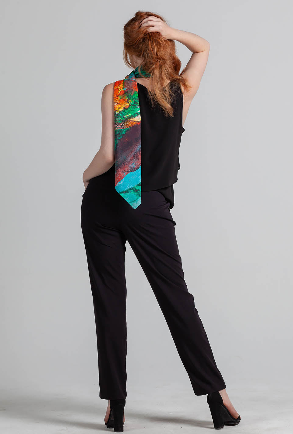 Lila and Me The Vineyard wearable art silk scarf.