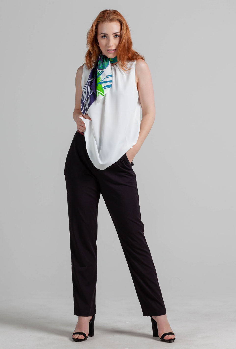 Lila and Me Garden Lady high-quality silk scarf.