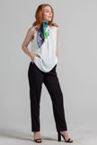 Lila and Me Garden Lady wearable art silk scarf.